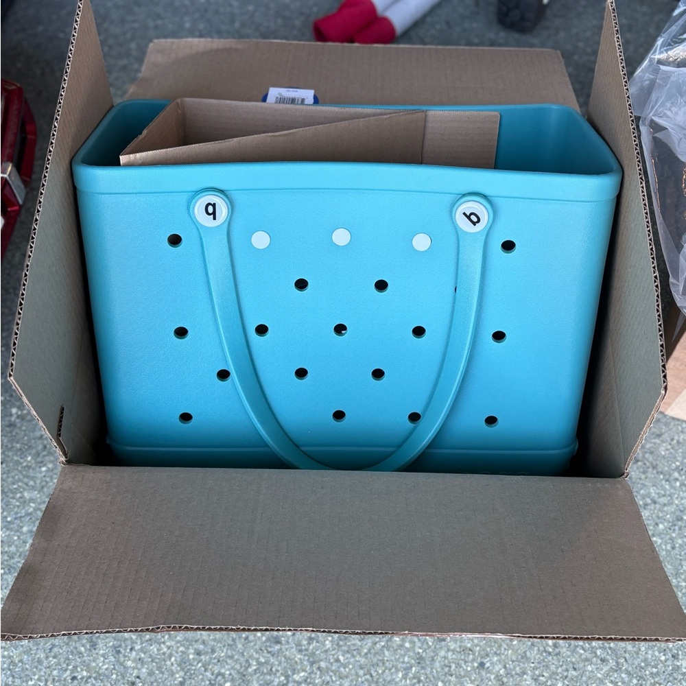 Blue Tote Bag with Perforated Design